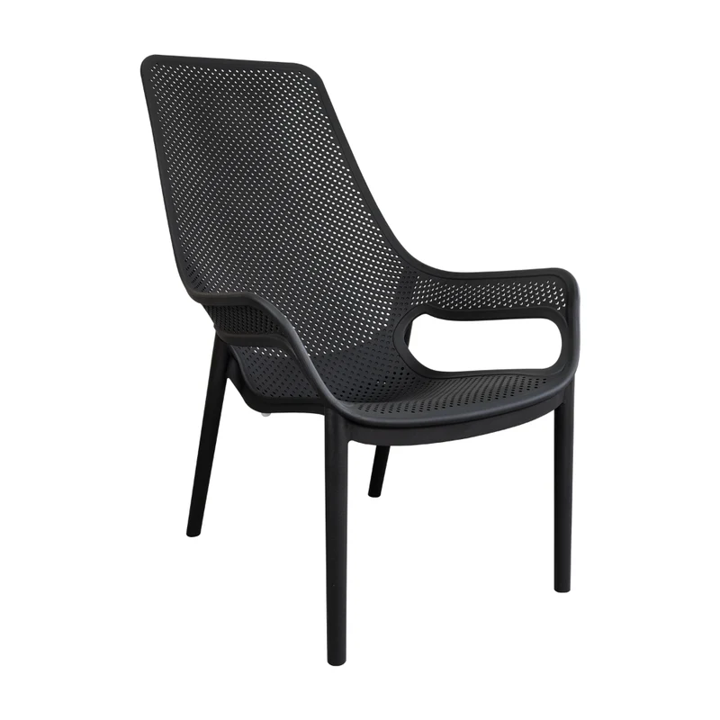 Silla Lounge Mayorca, Negro, con Espaldar y Reposa Brazos