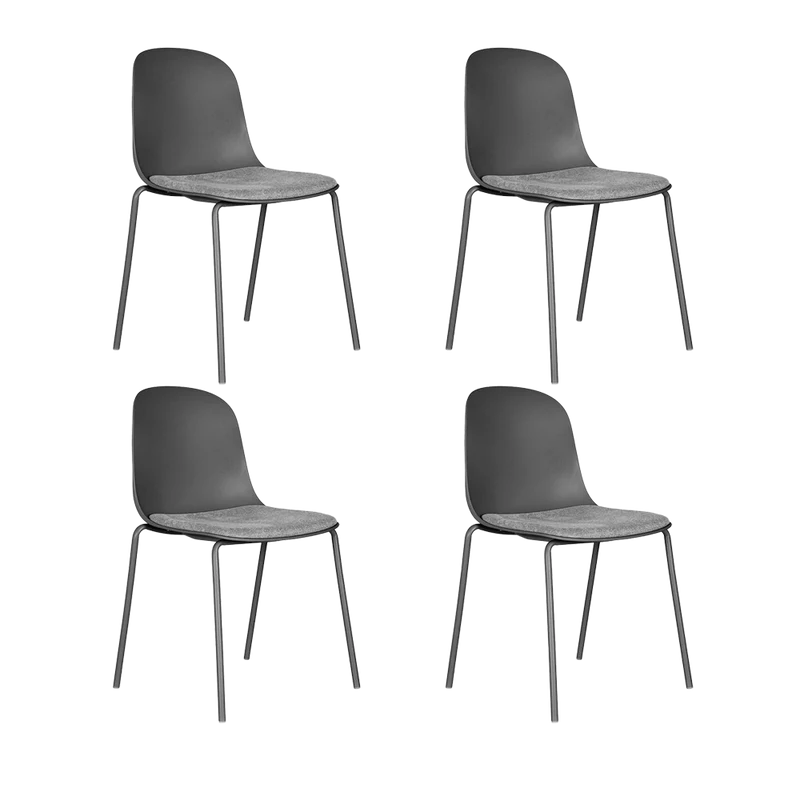 Set de 4 Sillas con Cojín Aiara, Color Gris Oscuro, Diseño Moderno