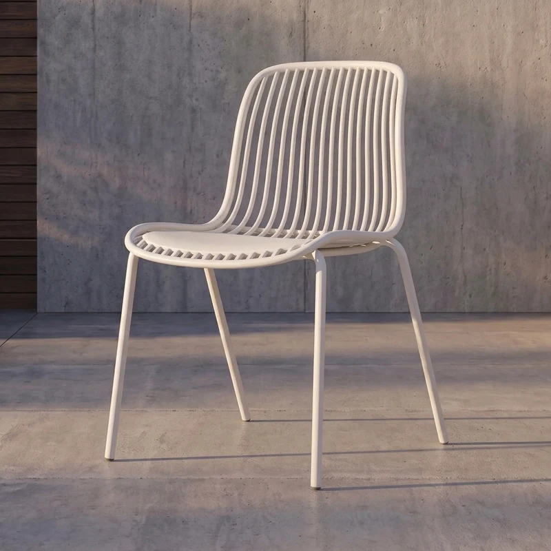 Silla Barcelona, Color Blanco, con Espaldar en Líneas Diseño Moderno
