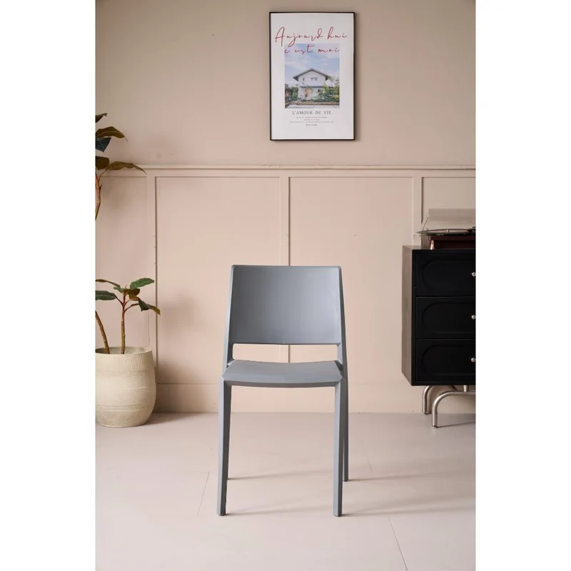 Silla Toledo, Color Gris, con Espaldar Liso y Cuadrado, Diseño Moderno