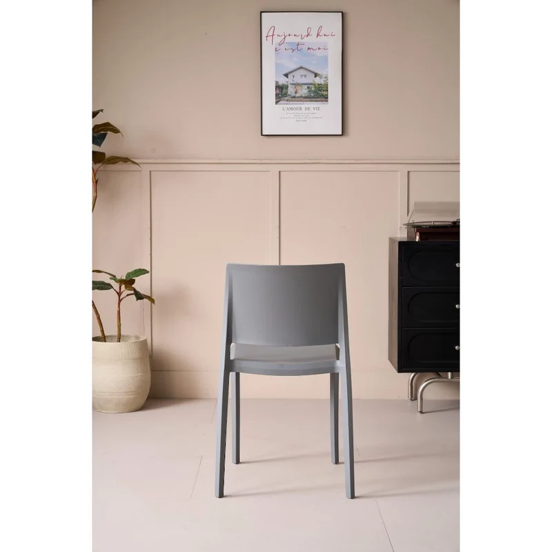 Silla Toledo, Color Gris, con Espaldar Liso y Cuadrado, Diseño Moderno