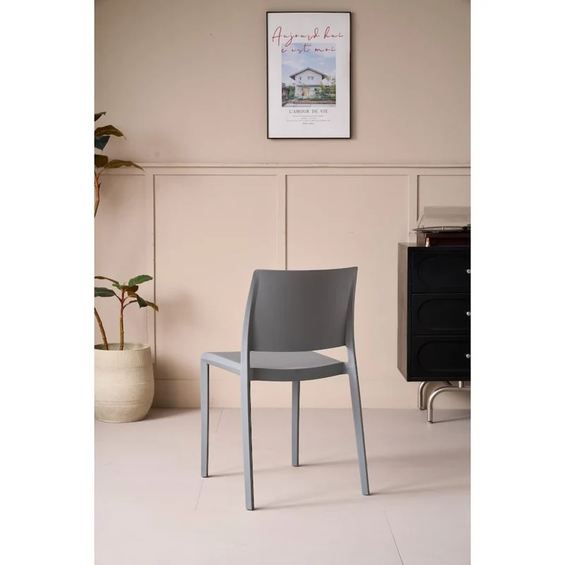 Silla Toledo, Color Gris, con Espaldar Liso y Cuadrado, Diseño Moderno