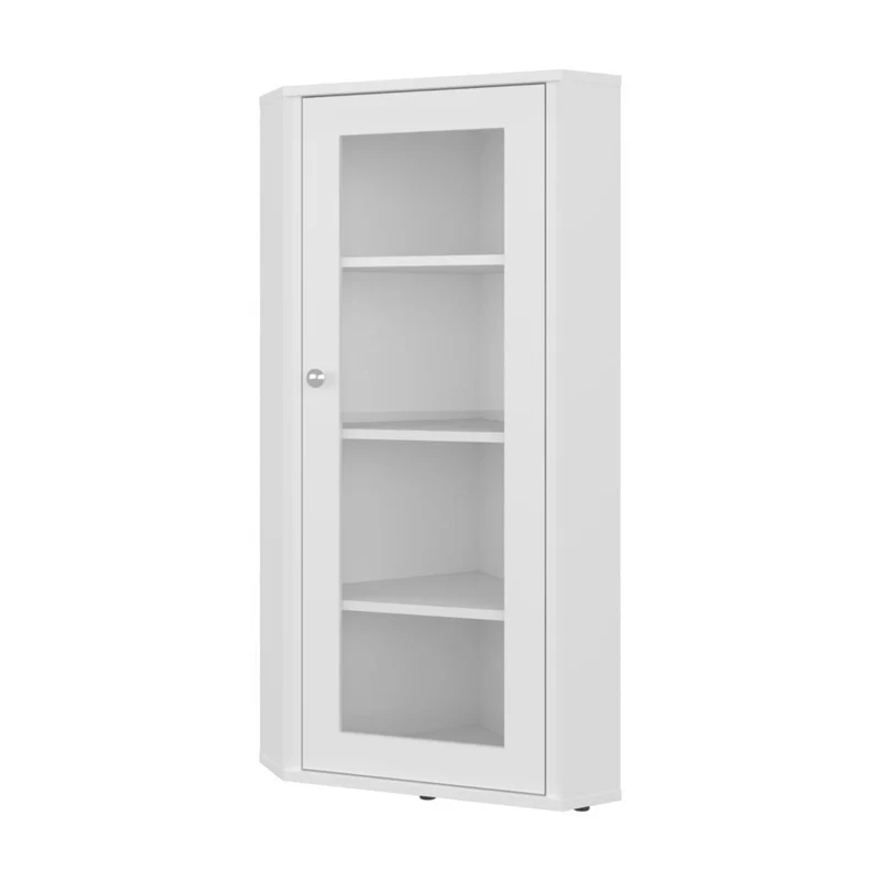 Vitrina Esquinera Genova, Kronos Blanco, con una puerta y cuatro entrepaños ZF