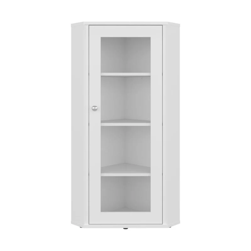 Vitrina Esquinera Genova, Kronos Blanco, con una puerta y cuatro entrepaños ZF