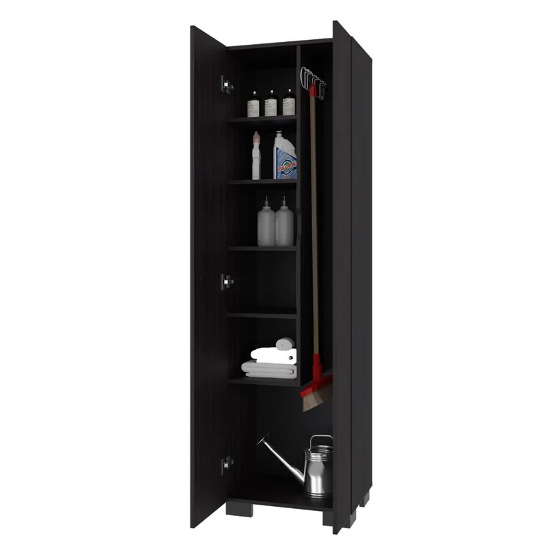 Mueble de Aseo Blake, Kronos Wengue, Incluye Colgador para Escobas y Variedad de Entrepaños ZF