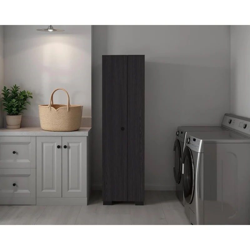 Mueble de Aseo Blake, Kronos Wengue, Incluye Colgador para Escobas y Variedad de Entrepaños ZF