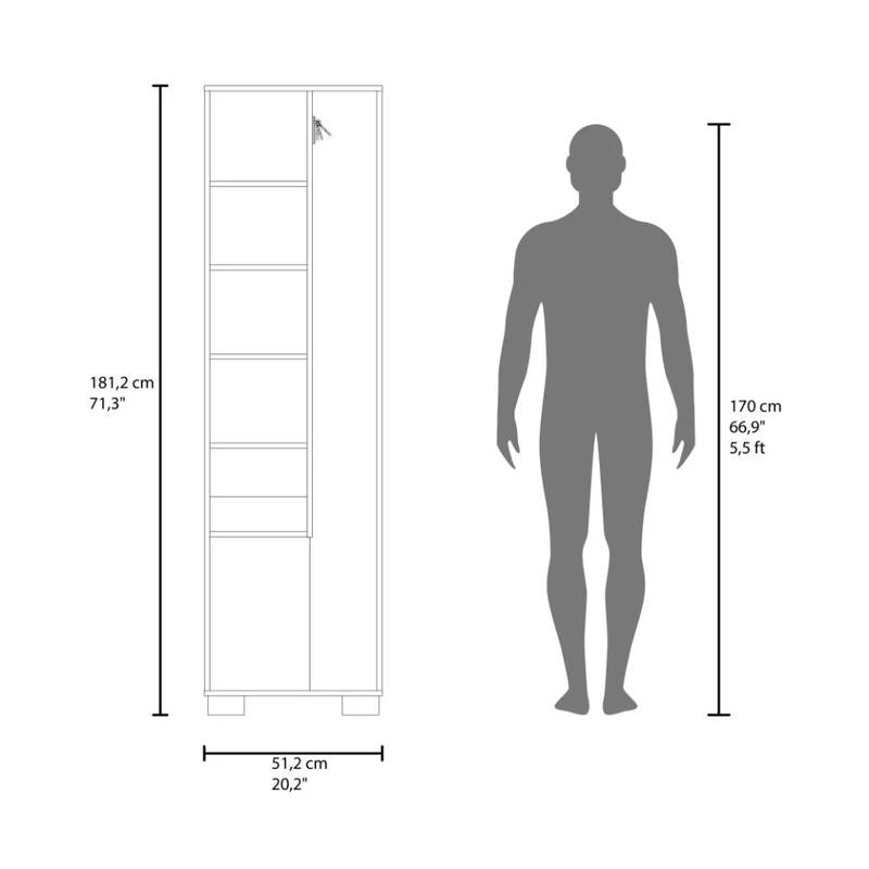 Mueble de Aseo Blake, Kronos Wengue, Incluye Colgador para Escobas y Variedad de Entrepaños ZF