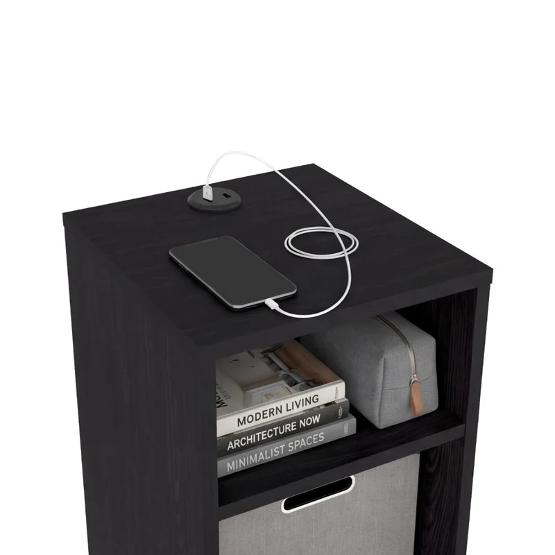 Mesa Auxiliar Mercer USB, Kronos Wengue, con Contenedor en Tela y Conector USB para tus Dispositivos ZF
