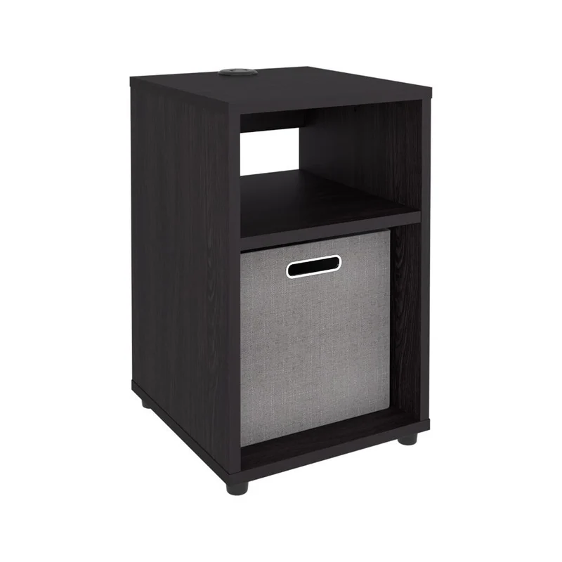 Mesa Auxiliar Mercer USB, Kronos Wengue, con Contenedor en Tela y Conector USB para tus Dispositivos ZF