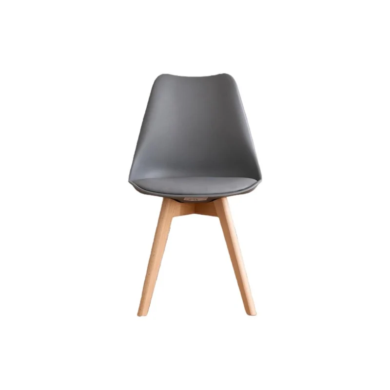 Silla Fyn, Gris Oscuro, Diseño Minimalista con Espaldar, Cojín y Patas de Madera