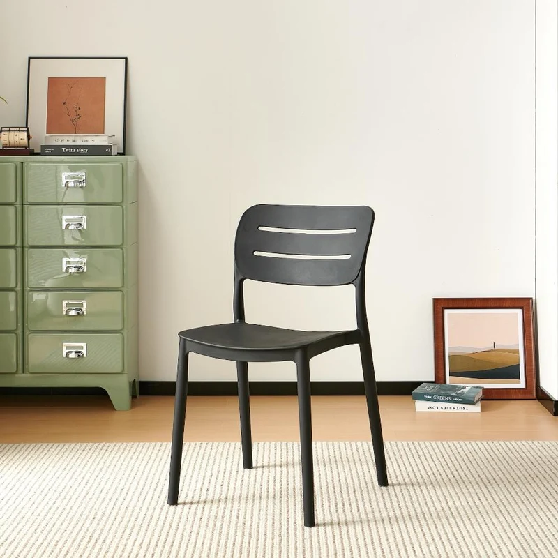 Silla Harriman, Negro, con Medio Espaldar y Diseño Minimalista
