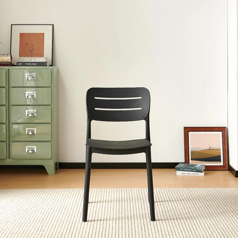 Silla Harriman, Negro, con Medio Espaldar y Diseño Minimalista
