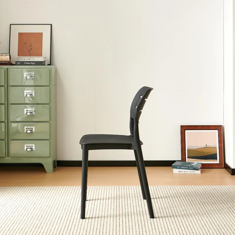 Silla Harriman, Negro, con Medio Espaldar y Diseño Minimalista