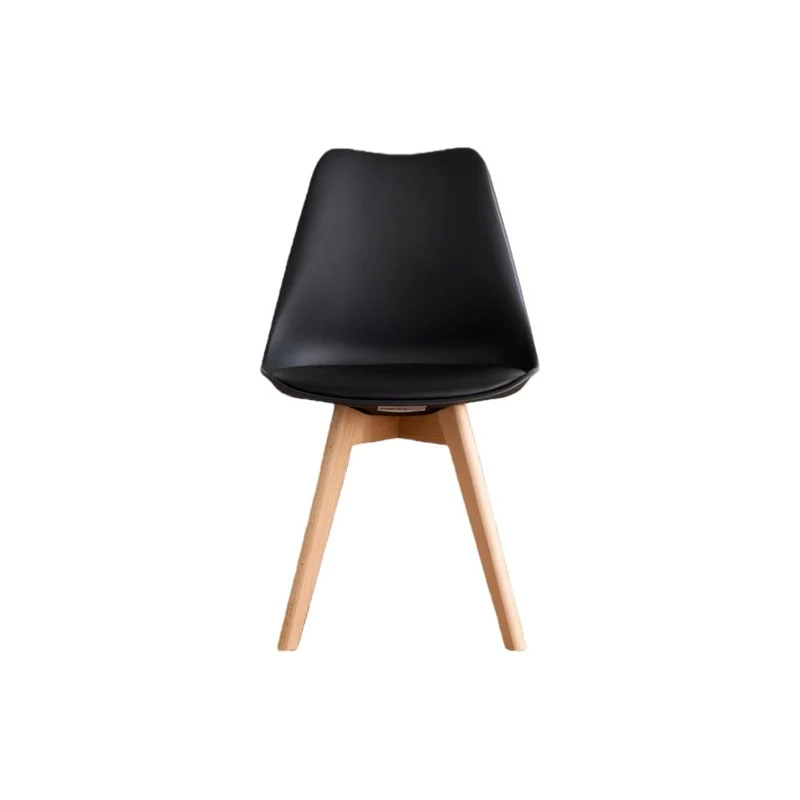 Silla Fyn, Negro, Diseño Minimalista con Espaldar, Cojín y Patas de Madera