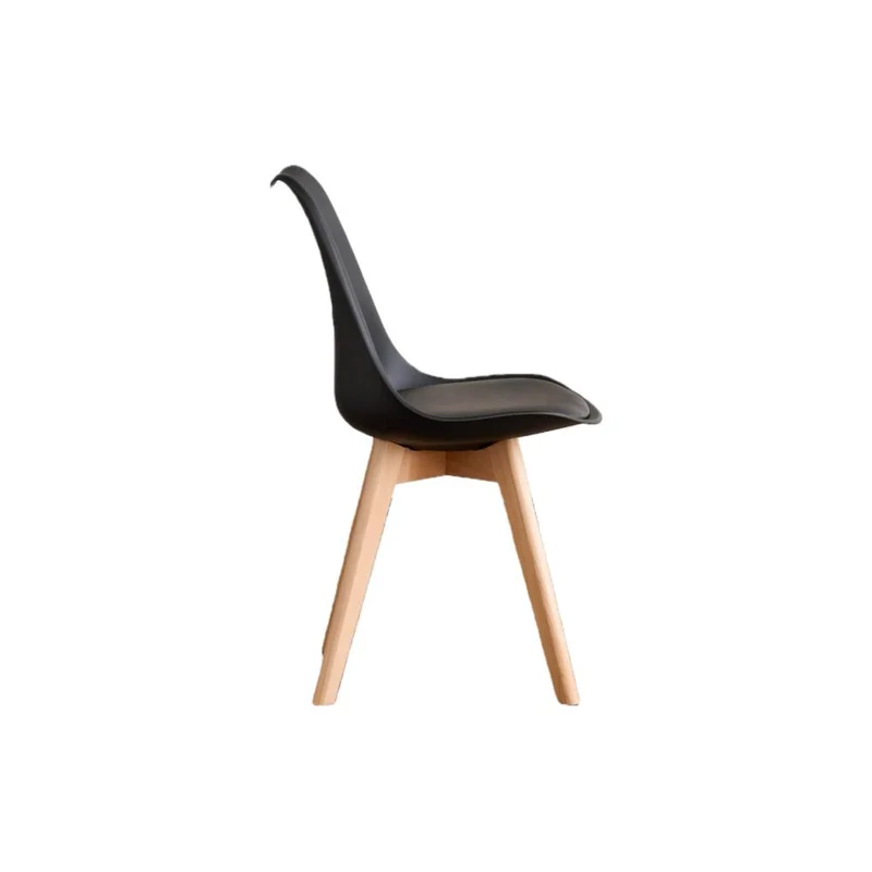 Silla Fyn, Negro, Diseño Minimalista con Espaldar, Cojín y Patas de Madera