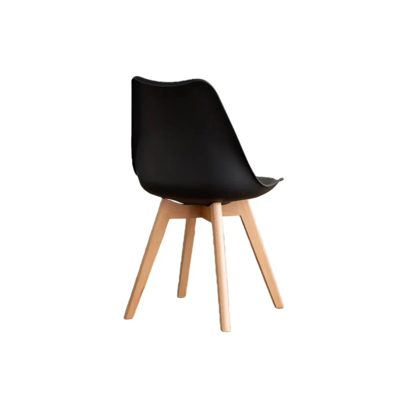 Silla Fyn, Negro, Diseño Minimalista con Espaldar, Cojín y Patas de Madera