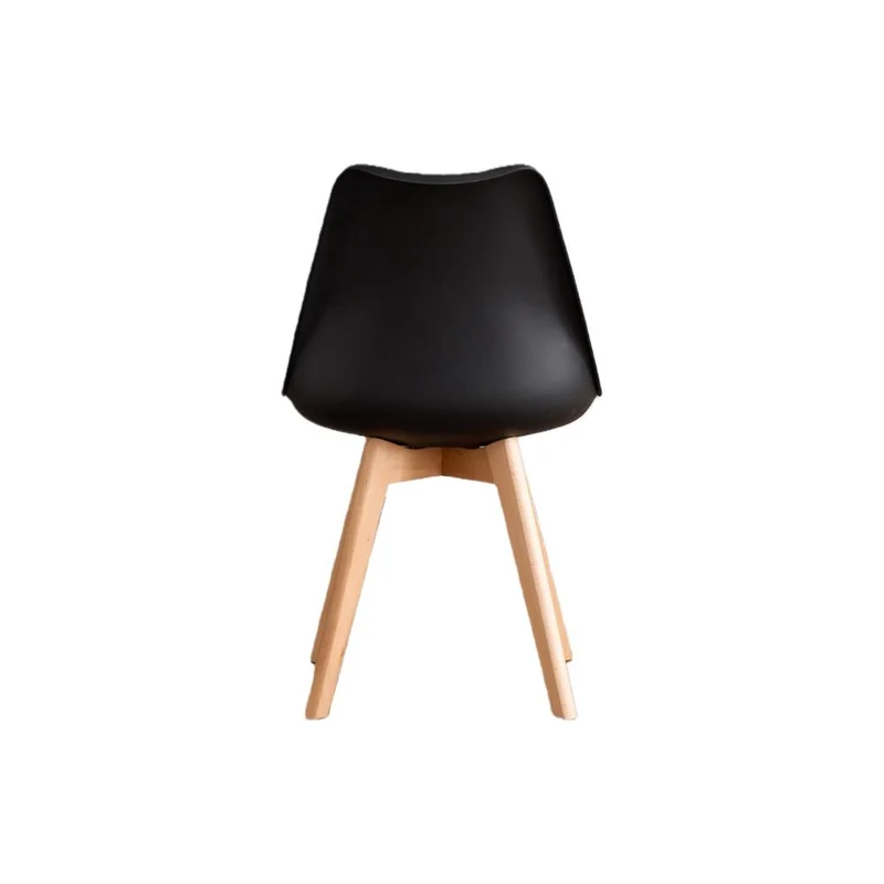 Silla Fyn, Negro, Diseño Minimalista con Espaldar, Cojín y Patas de Madera