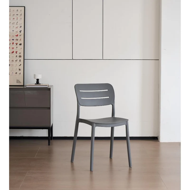 Silla Harriman, Gris Oscuro, con Medio Espaldar y Diseño Minimalista