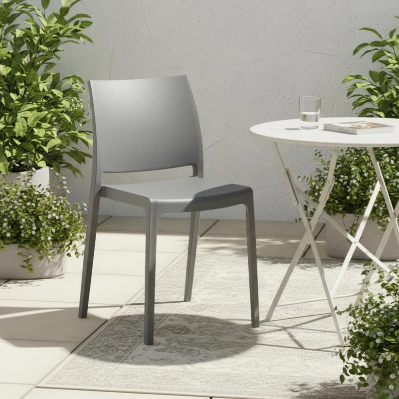 Silla Soho, Gris Oscuro, con Espaldar Cerrado y Diseño Minimalista