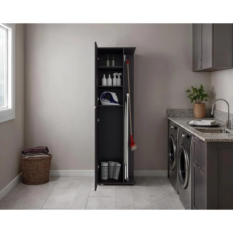 Mueble de Aseo Cruella, Wengue, Incluye Colgador para Escobas ZF