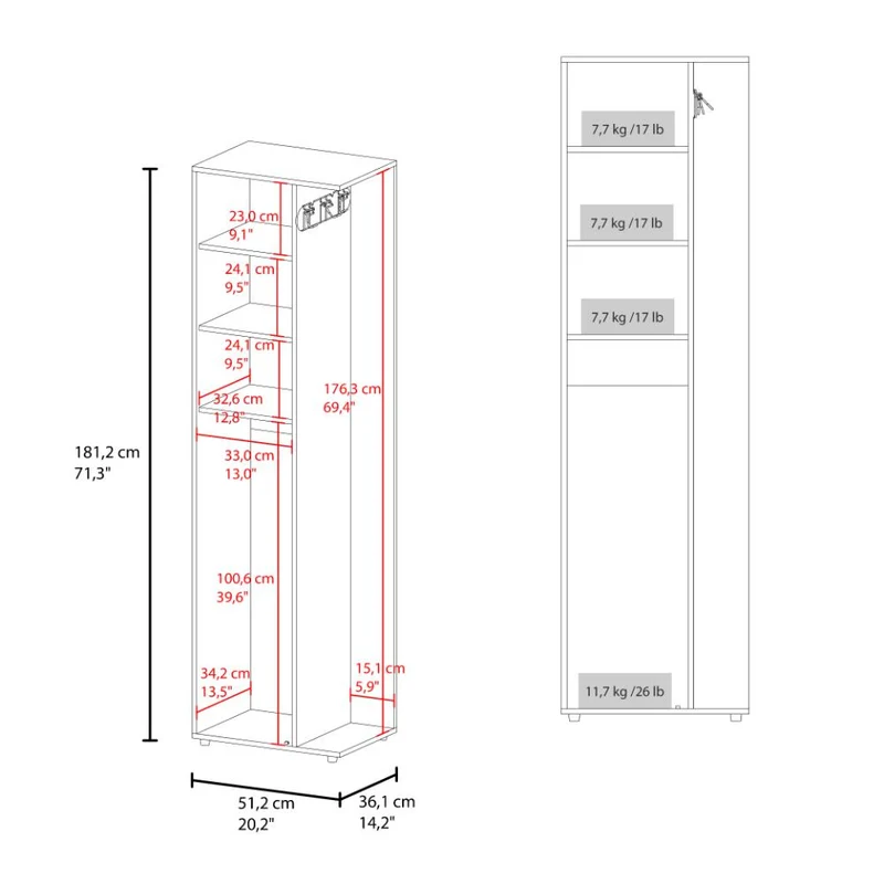 Mueble de Aseo Cruella, Wengue, Incluye Colgador para Escobas ZF