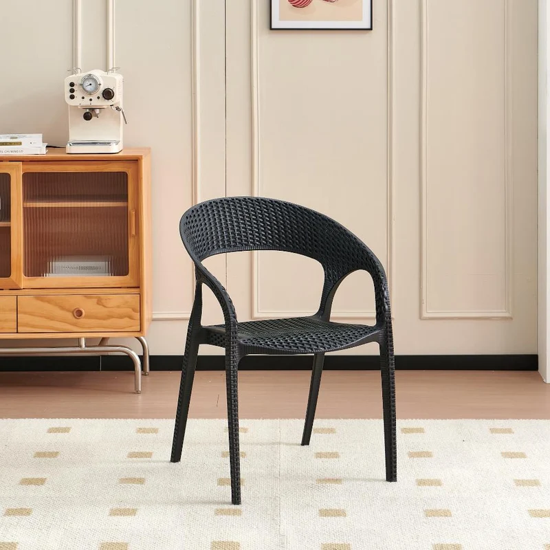 Silla Axel, Negro, con Espaldar, Reposa Brazos y con Textura Trenzada