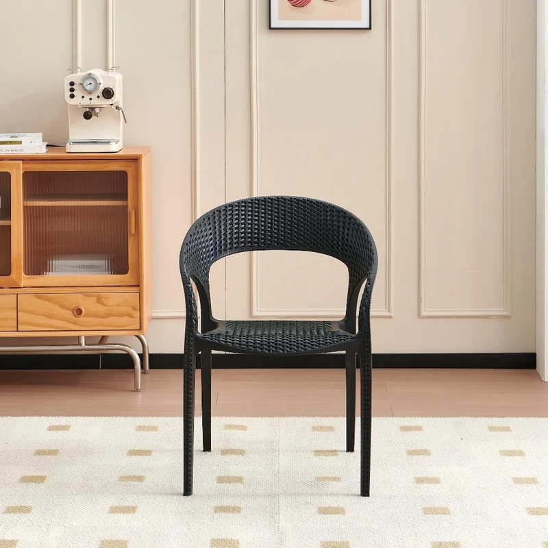 Silla Axel, Negro, con Espaldar, Reposa Brazos y con Textura Trenzada