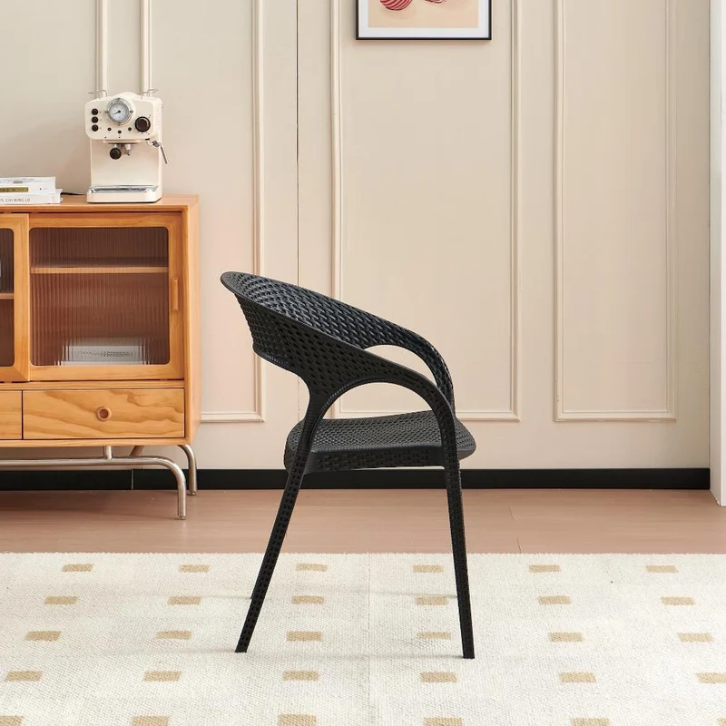Silla Axel, Negro, con Espaldar, Reposa Brazos y con Textura Trenzada