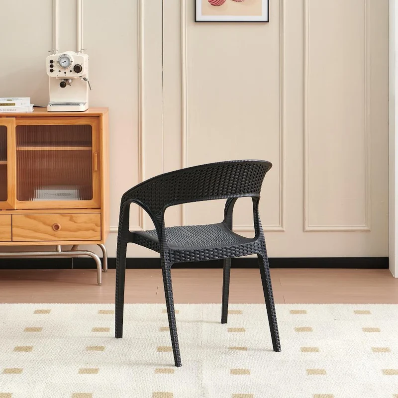 Silla Axel, Negro, con Espaldar, Reposa Brazos y con Textura Trenzada