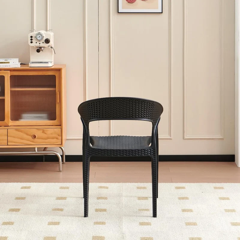Silla Axel, Negro, con Espaldar, Reposa Brazos y con Textura Trenzada