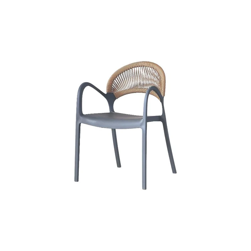 Silla Daytona, Gris Oscuro y Café Claro, con Espaldar, Reposa Brazos y Diseño Minimalista