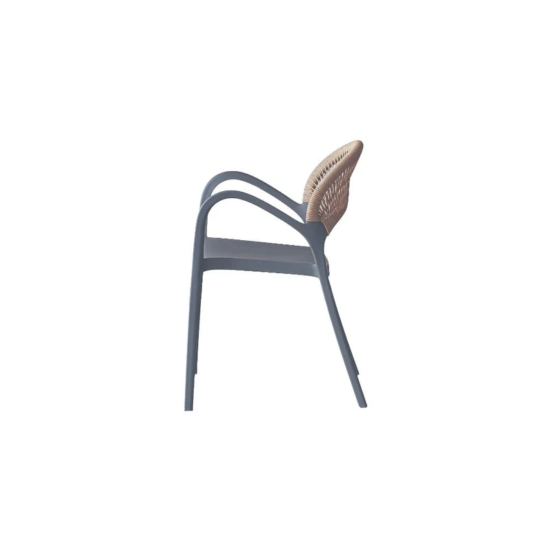 Silla Daytona, Gris Oscuro y Café Claro, con Espaldar, Reposa Brazos y Diseño Minimalista