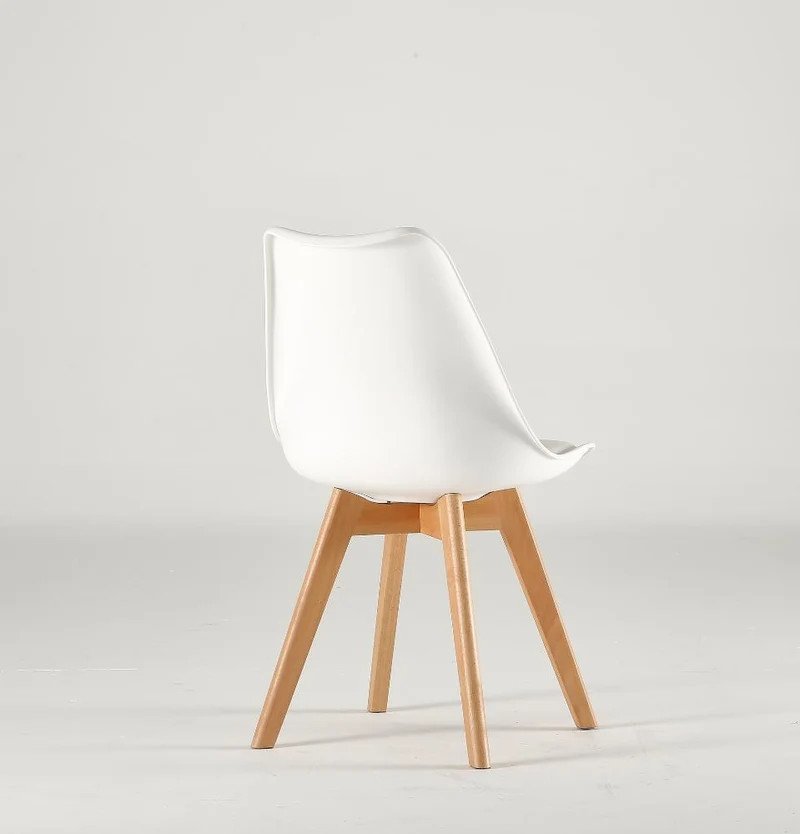 Silla Fyn, Blanco, Diseño Minimalista con Espaldar, Cojín y Patas de Madera