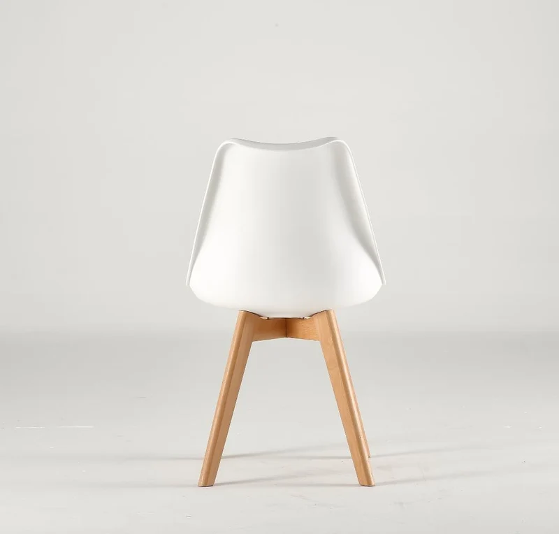 Silla Fyn, Blanco, Diseño Minimalista con Espaldar, Cojín y Patas de Madera