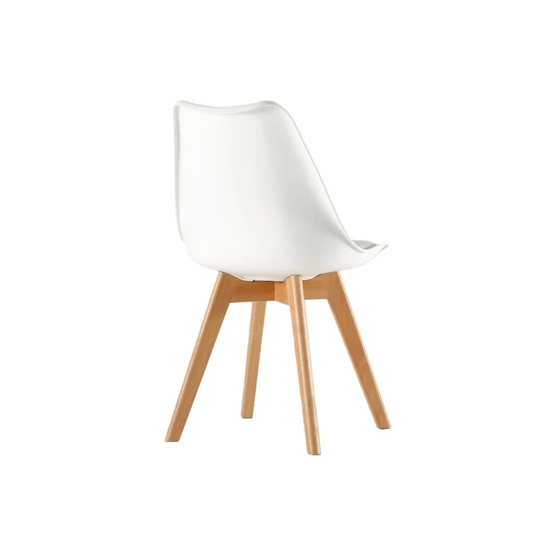 Silla Fyn, Blanco, Diseño Minimalista con Espaldar, Cojín y Patas de Madera