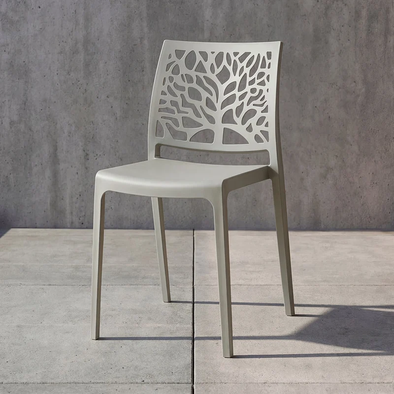 Silla Harlem, Gris Oscuro, con Espaldar en Forma de Árbol y Diseño Minimalista
