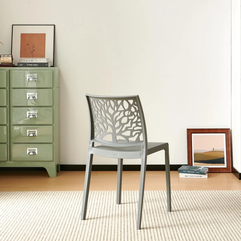 Silla Harlem, Gris Oscuro, con Espaldar en Forma de Árbol y Diseño Minimalista