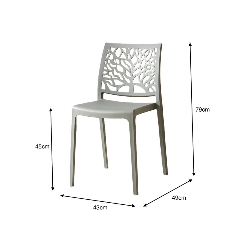 Silla Harlem, Gris Oscuro, con Espaldar en Forma de Árbol y Diseño Minimalista