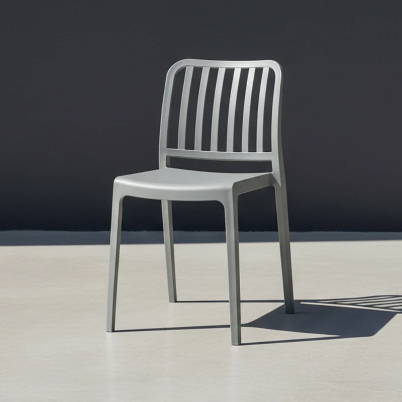 Silla Brooklyn, Gris Oscuro, con Espaldar en Rayas y Diseño Minimalista