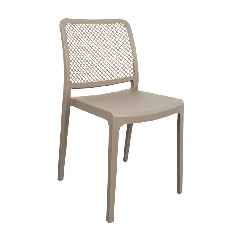 Silla Manhattan, Taupe, con Espaldar en Rejilla y Diseño Minimalista