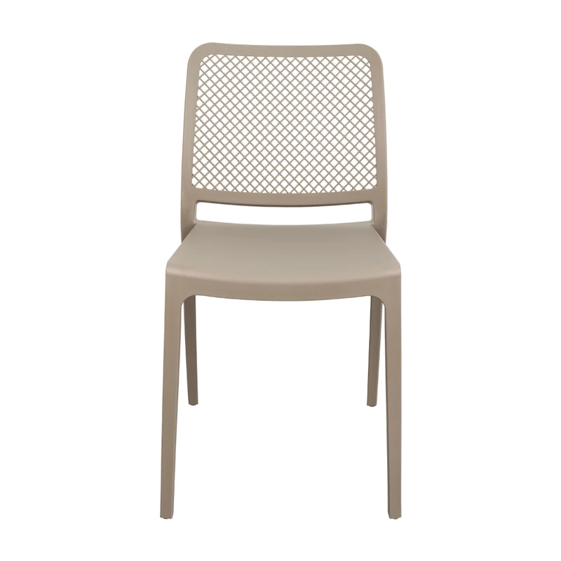 Silla Manhattan, Taupe, con Espaldar en Rejilla y Diseño Minimalista