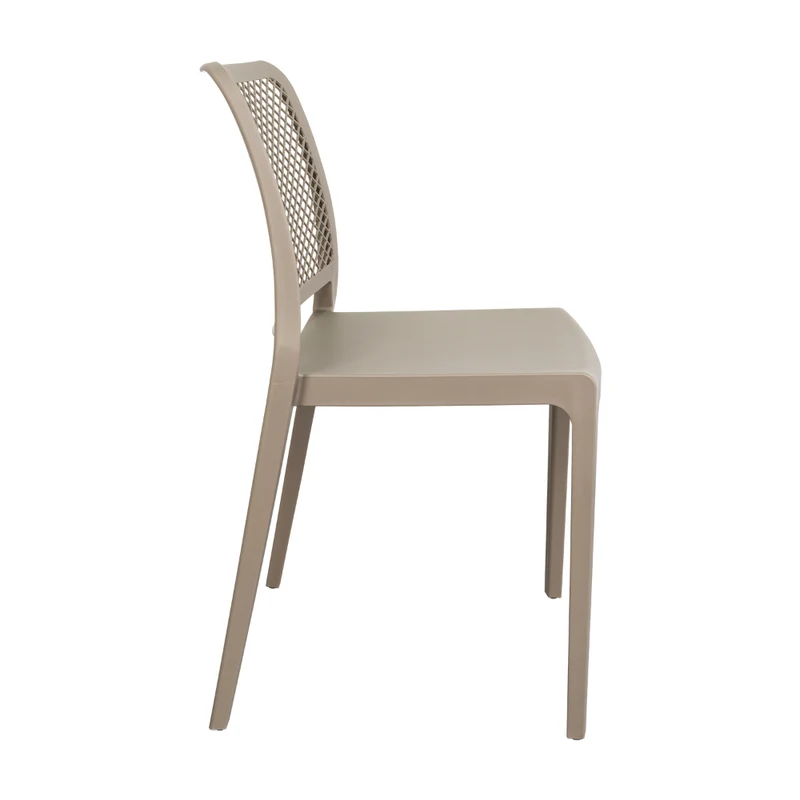 Silla Manhattan, Taupe, con Espaldar en Rejilla y Diseño Minimalista