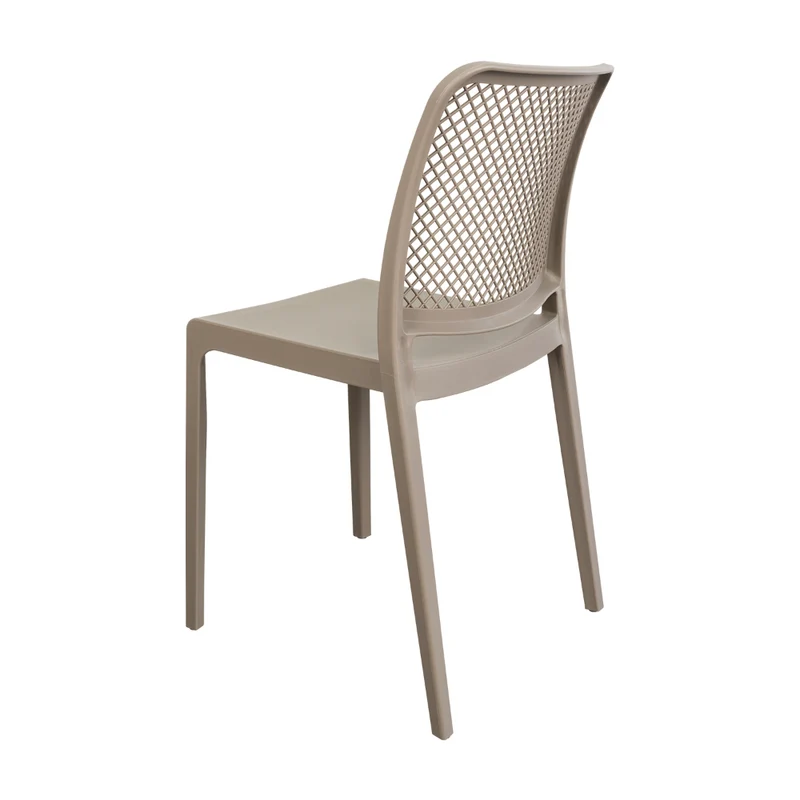 Silla Manhattan, Taupe, con Espaldar en Rejilla y Diseño Minimalista