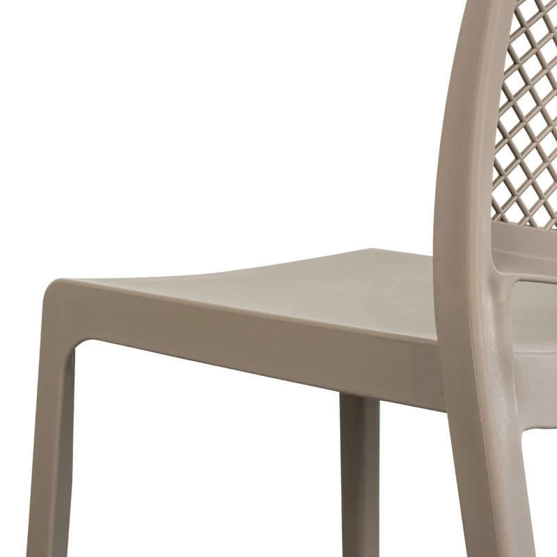 Silla Manhattan, Taupe, con Espaldar en Rejilla y Diseño Minimalista