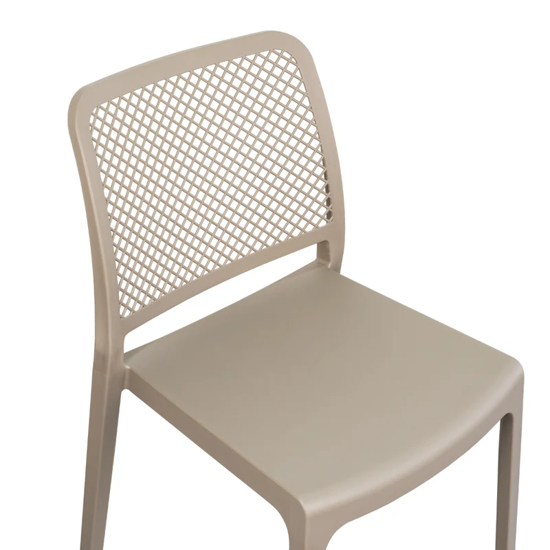 Silla Manhattan, Taupe, con Espaldar en Rejilla y Diseño Minimalista