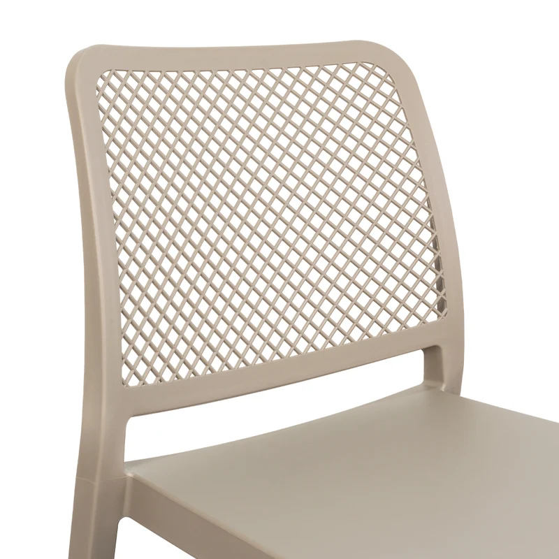 Silla Manhattan, Taupe, con Espaldar en Rejilla y Diseño Minimalista