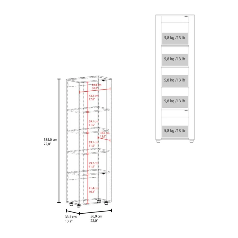 Estantería Grande Tonalea, Fresno Europeo, con Dos Puertas Abatibles y Entrepaños ZF