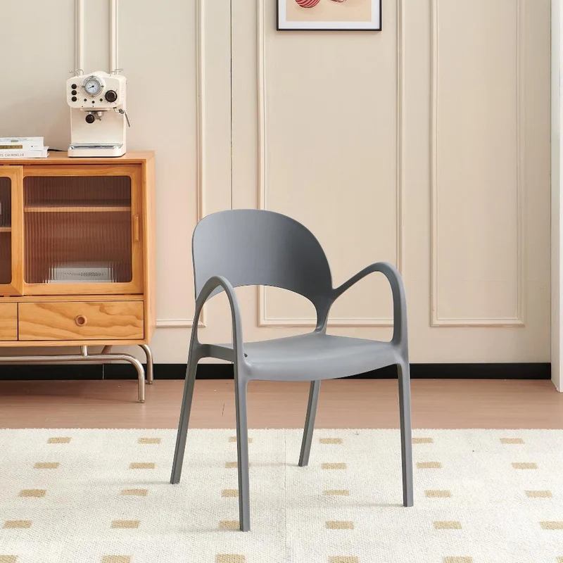 Silla Bremen, Gris Oscuro, con Espaldar, Reposa Brazos y Diseño Minimalista