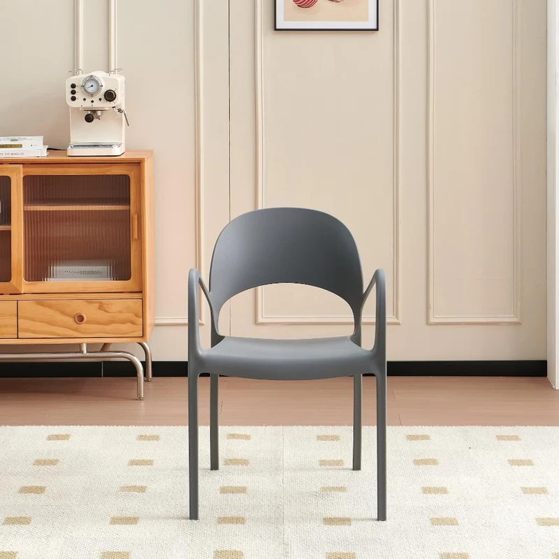 Silla Bremen, Gris Oscuro, con Espaldar, Reposa Brazos y Diseño Minimalista