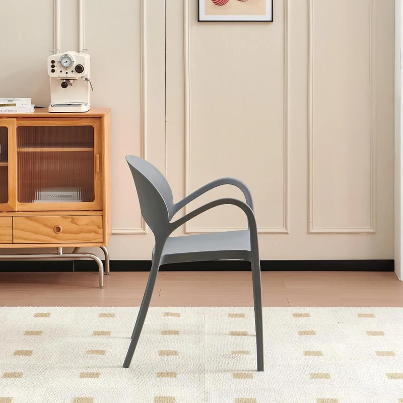 Silla Bremen, Gris Oscuro, con Espaldar, Reposa Brazos y Diseño Minimalista